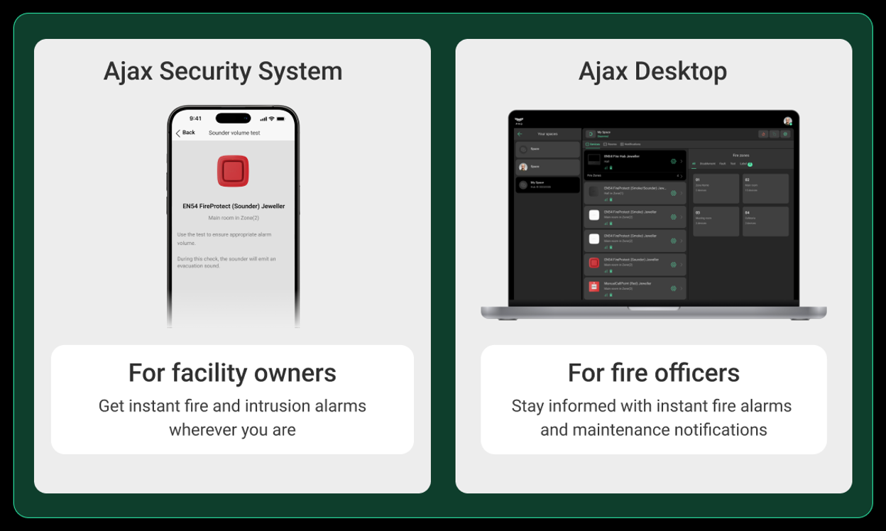 แอป Ajax Security System สำหรับเจ้าของอาคาร และ Ajax Desktop สำหรับเจ้าหน้าที่ความปลอดภัย