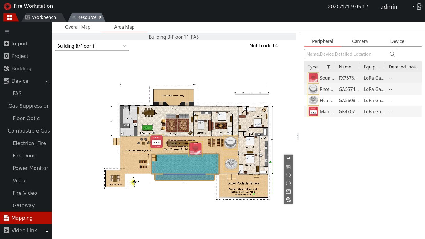 หน้าจอผังอาคารพร้อมไอคอนอุปกรณ์